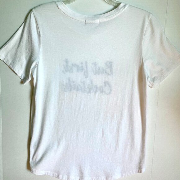 SOUTH PARADE Lola Top But First Cocktails Short Sleeve Cotton Tee White Black XS - Picture 5 of 9